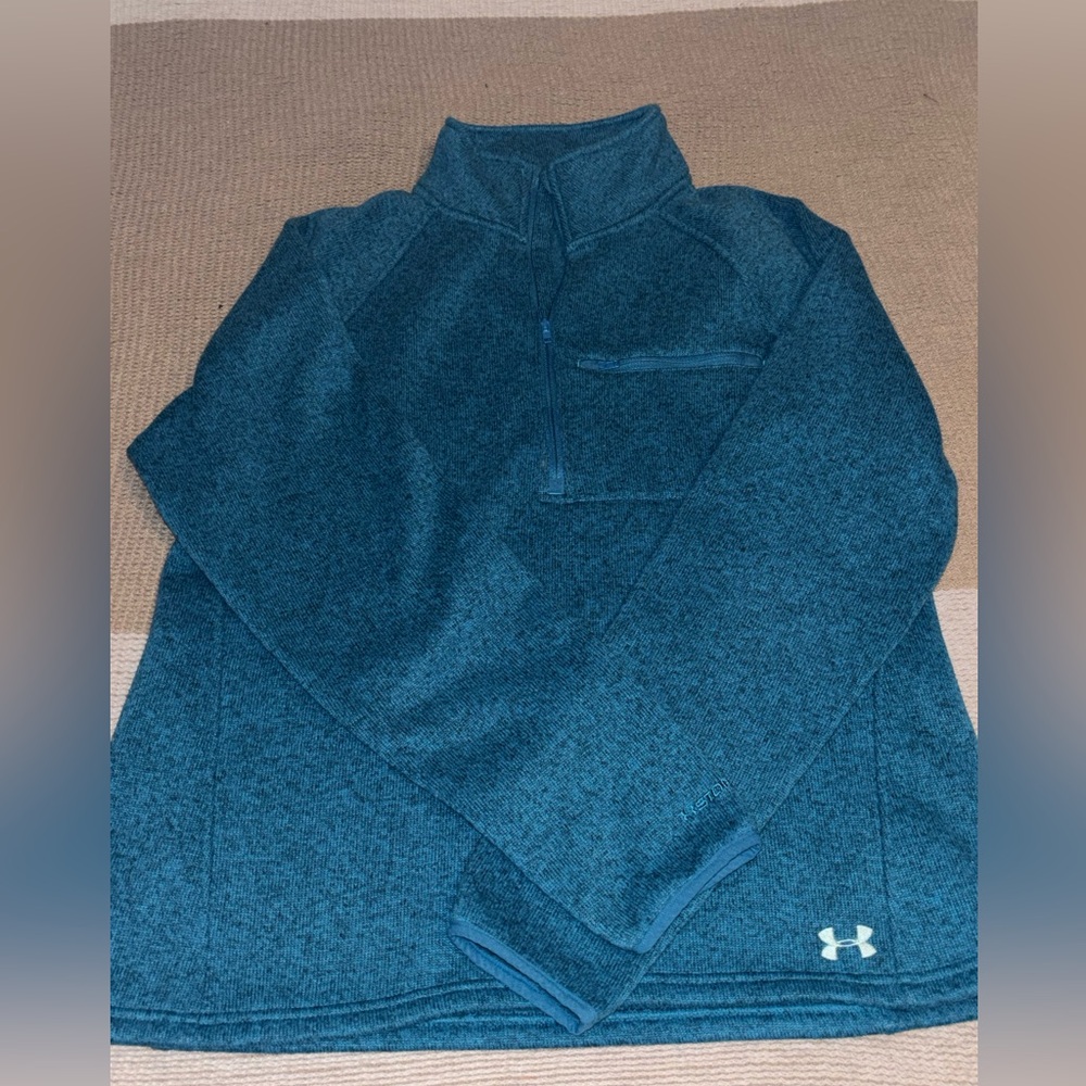 Under Armour Turquoise Blue Heather ColdGear Quarter-Zip Pullover